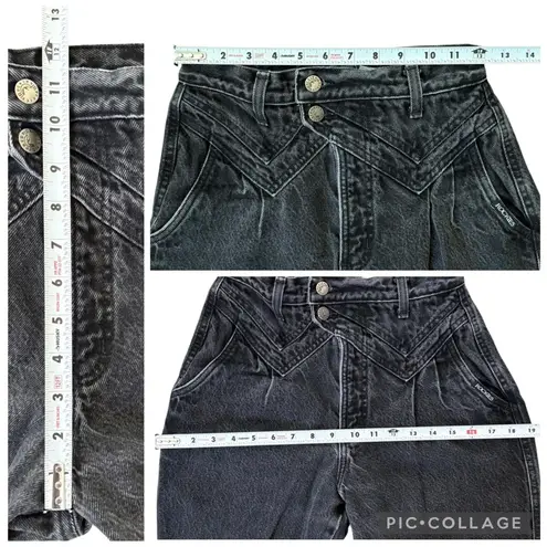 Rockies Vintage Western High Waist Bareback Jeans Pleated 28 (24 x 35.5) Tall Black