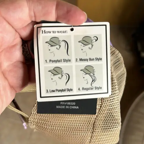 NWT American Flag Criss Cross Ponytail Hat Tie Dye Purple Star Print