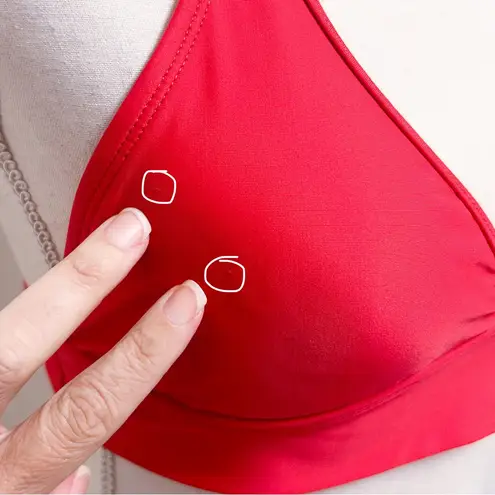 Body Glove Red Triangle Halter Back Tie Removable Pads Bikini Top Small NWT NOS