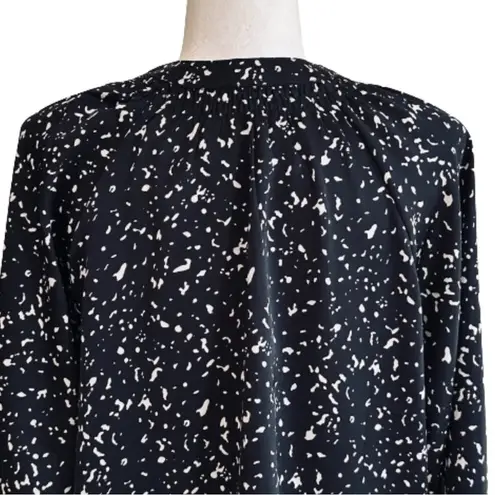 Bishop and Young Blouse Black White Speckled Wide Sleeve Tunic Top Size XS NEW