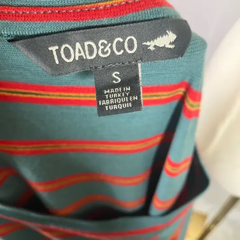 Toad&Co Womens Striped Dress‎ S Long Sleeve Casual Tencel Lyocell Blend Green