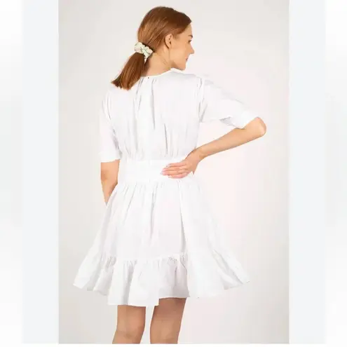 ByTiMo Tuckernuck Medium Blouson Mini Dress White Cotton Poplin Preppy Summer