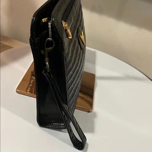 Mario Valentino Black Wristlet with Gold Details