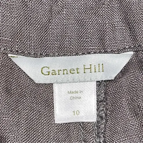 Garnet Hill Brown Wide Leg Linen Cargo Capri Pants size 10