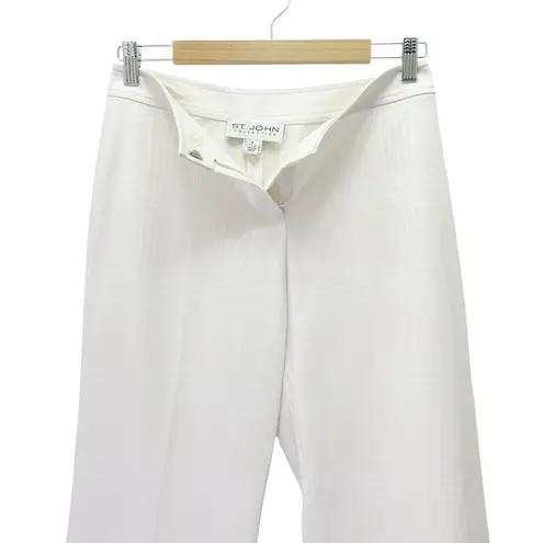 St. John Collection White Plaid Textured Pants Size 4 Fashion Fit USA Made VTG