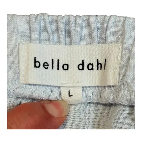 Bella Dahl Linen Maxi Skirt Elastic Waist Slit Hem Light Blue Women Size Large