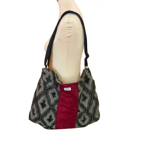 Lexi Winn Tapestry n Velvet Hobo Bag Red