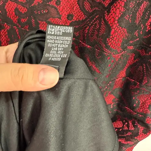 ALYX Womens Dress 16 Red Black Lace Overlay Sheath Cocktail Formal Wedding Guest