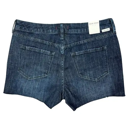 Dear John  Jean Shorts Women's 6/28" Lillie Scissor Cut Hem Dark Wash Stretch NEW