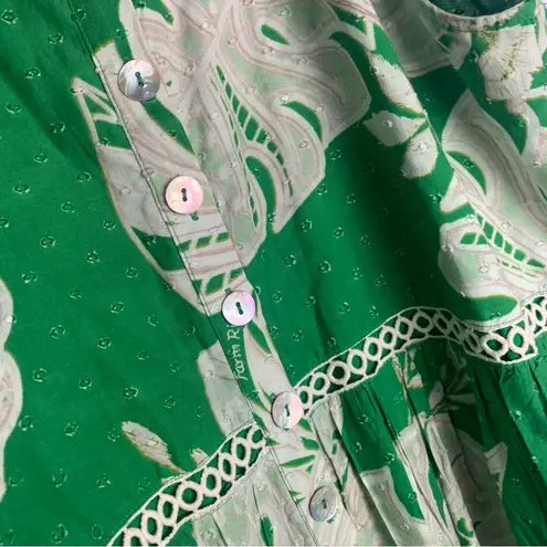 Farm Rio size large green white monsteras maxi dress tropical travel vacation