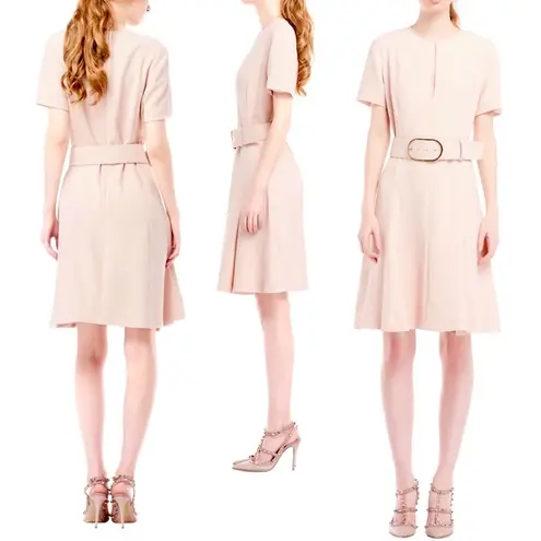 Stella McCartney Short-Sleeve Keyhole
Belted Skater Dress size S Nude Pink