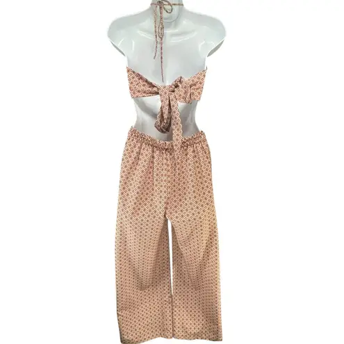 Sur La Cote Belinda Jumpsuit Womens XS Pink Soleil Geometric Halter Boho Beach