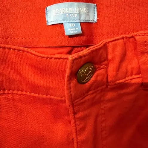 Draper James RSVP Womens Skinny Ankle Pants Size 10 Red Stretch Preppy Chic