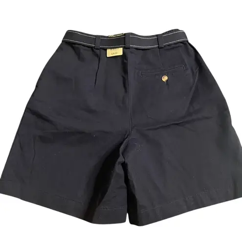st. john's bay  Womens Navy Blue Worry Free Pleated Shorts Size 8 with Belt