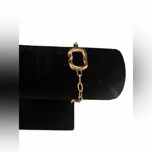 SLIDE JEWELRY Gold tone square link bracelet with adjustable chain jewelry