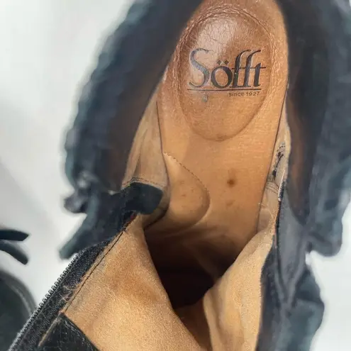 SOFFT Boots Size 8.5 Wilton Black Suede Whip Stitched Heeled Bootie Leather