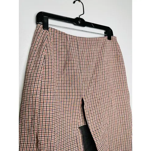 Maje Jaisa Brown Plaid Wool Blend Front Back Slit Edgy Pencil Skirt Size US 8 - Image 8