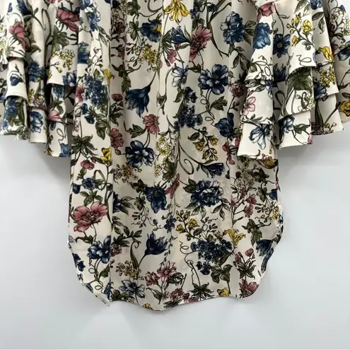 MISA Los Angeles Amal Multicolor Floral Off the Shoulder Ruffle Mini Dress Sz XS