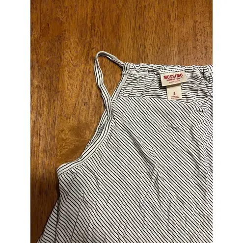 Mossimo Striped Tank Top Ruffle Hem Sleeveless Casual Summer Top Size S White