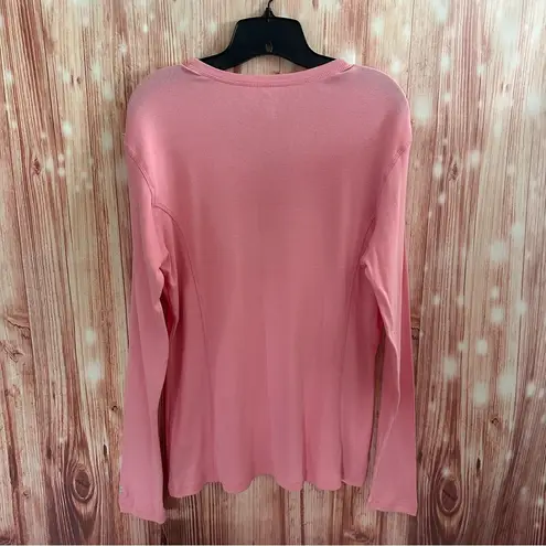 Russell Athletic  Pink Long Sleeve V Neck T Shirt