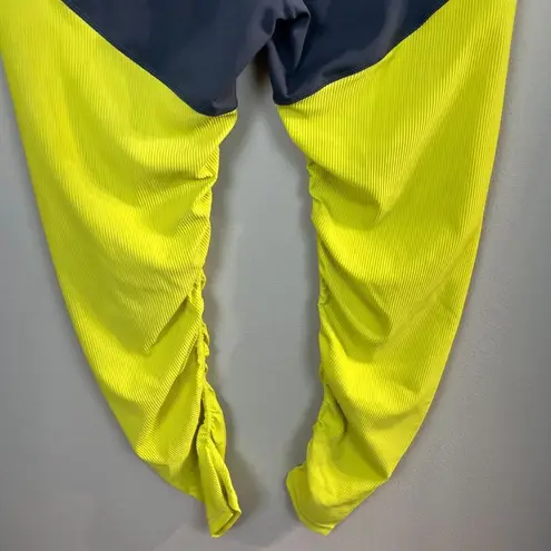Zyia Leggings 14 16 Neon Yellow Parallel Luxe High Rise 7/8 Ruched Ribbed Active