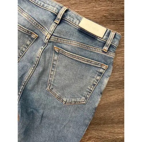 RE/DONE High Rise Ankle Crop Jeans In Bright Faded Blue Size 28