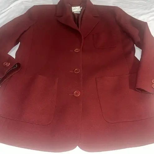 Façonnable Women’s Faconnable 100% Wool Maroon Coat Sz M Medium W Flaws