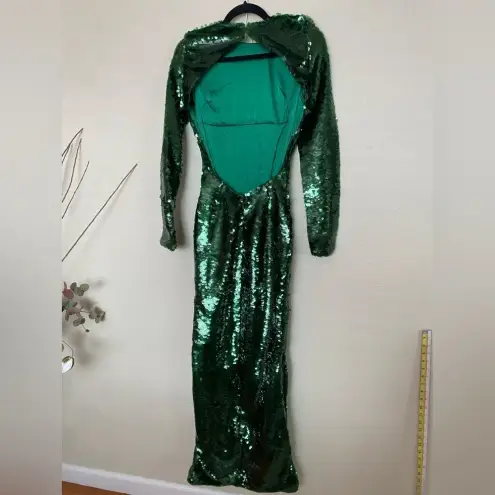 House Of CB  'Belle' Pine Green Sequin‎ Maxi Dress NWOT size XS