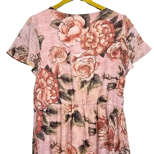 Urban Girl Women Floral Chiffon Babydoll Maxi Dress Size 1X Pink Sheer Fairy Y2K