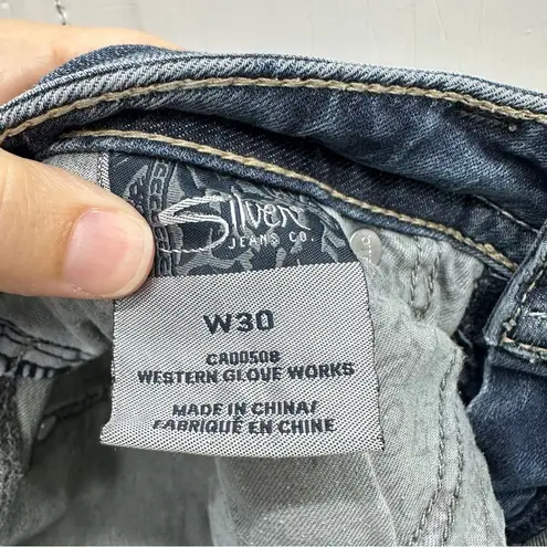 Silver Jeans Silver Aiko thick stitch low denim jean capri capris women's 30 embroidered