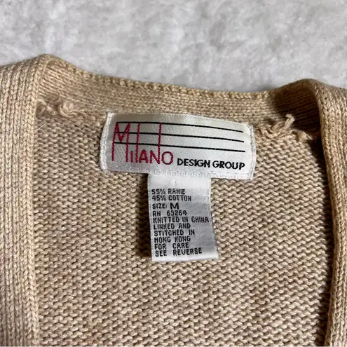 Vintage Milano Design Group Knit Floral Rose Needlepoint Cardigan Sweater Pink Size M