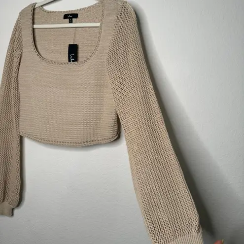 Lulus Cream Knit Cropped Sweater Top