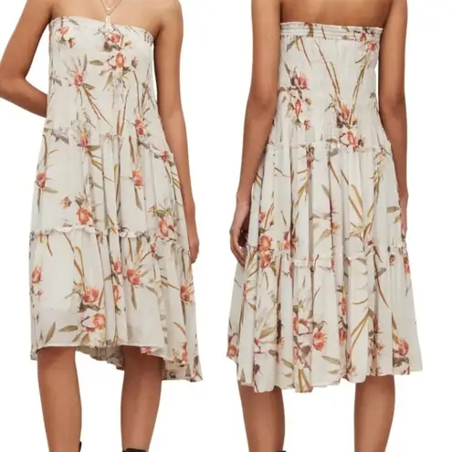 ALLSAINTS Ellie Dorada Floral 2-In-1 Skirt Dress in Ecru White Size 6