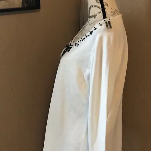 Requirements Large Cream Knit Blouse Black Gems