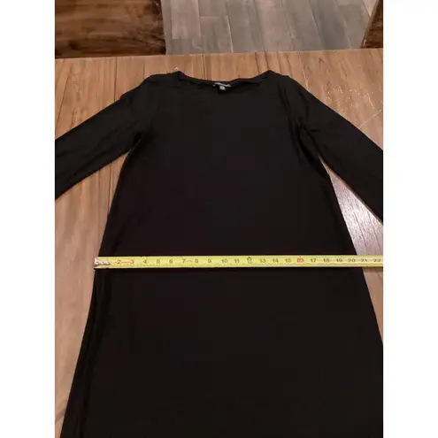 Eileen Fisher  viscose jersey Long Sleeve Scoop crew Neck Plain Black Mini dress