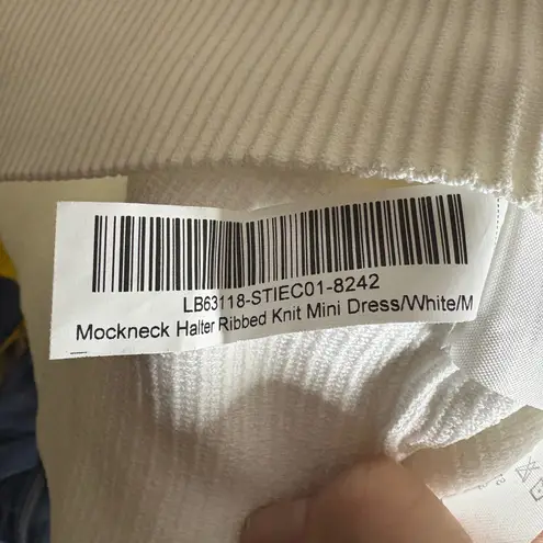 Quince White Mockneck Halter Ribbed Knit Mini Dress Bodycon Sleeveless Medium