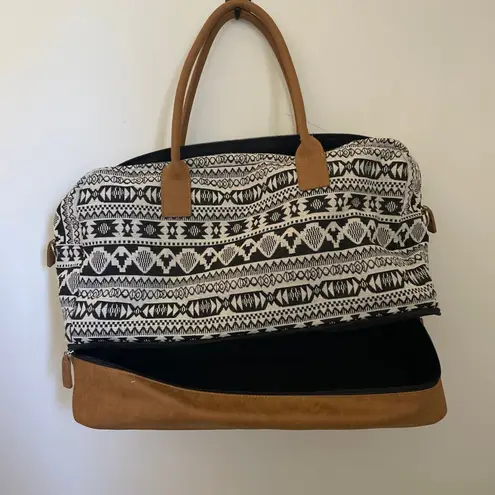 Bohemian Aztec Print Weekender Bag Large Travel Duffle Tote Vacation Boho Chic Black