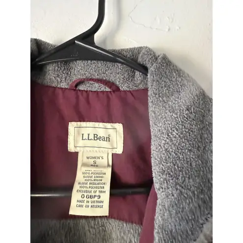 LL Bean Jacket Womens Small Burgundy Maroon Full Zip Fleece Lined Winter Coat Purple