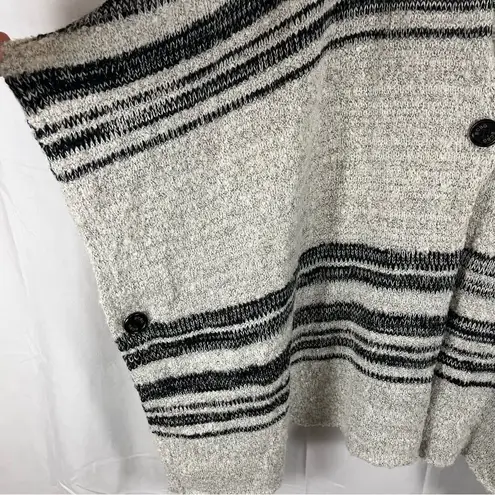 BCBGMAXAZRIA BCBGMaxAzaria Women’s Poncho Sweater Top Acrylic Gray & Black Stripes Size S/M