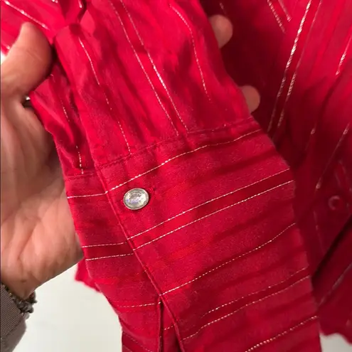 BCIH (Best Chick in Heels) Red Fitted Long Sleeve Button Down Shirt Size Medium