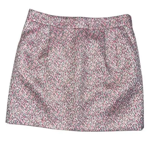 J.Crew Gold Sparkle Pink Tweed Mini Skirt size 6