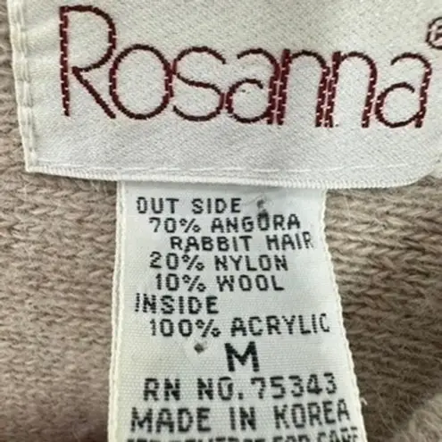 Rosanna Angora Rabbit Hair Blend Crewneck Dolman Sleeve Sweater Womens Medium Tan