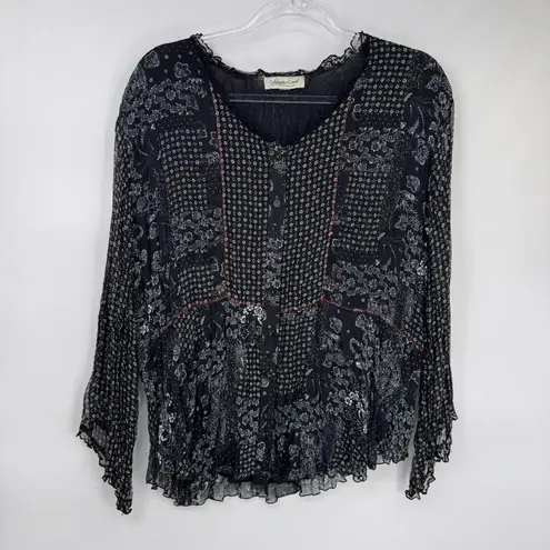 Coldwater Creek Vintage Y2K Top Womens XL Black White Lace Whimsigoth Fairy - Image 2