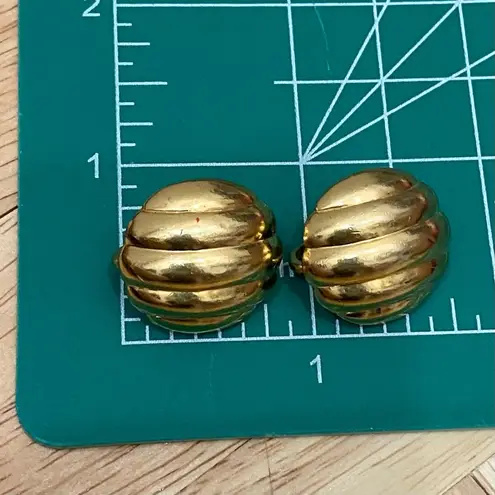 Trifari Vintage 60’s  Polished Gold- tone Dome Clip On Earrings