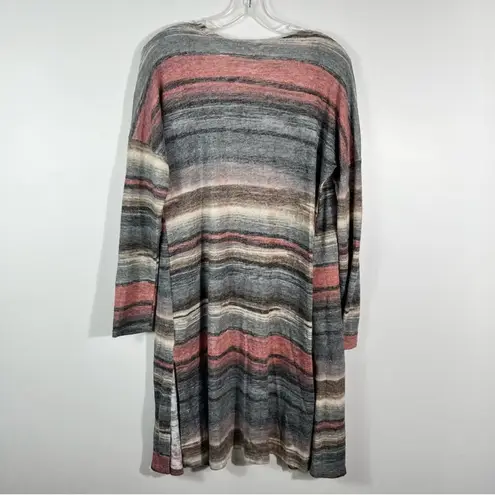 Ginger G  Boutique Muted Multicolored Striped Longline Lightweight Knit Caridgan - Image 6