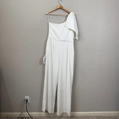 Dress the Population Tiffany One-Shoulder Jumpsuit Women's XXL Off White Bow NWT