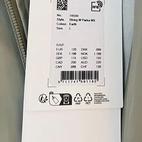 Rains String Parka, “Earth”, women’s L, NWT Green Size L