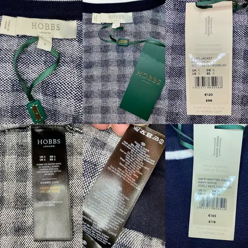 Hobbs London Saffi Knitted Dress Navy Ivory Womens 6