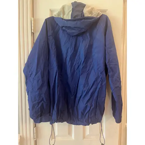 VTG LL BEAN FULL ZIP NYLON RAIN JACKET COAT WOMEN XL HIKING OUTDOOR LIGHTWEIGHT Blue