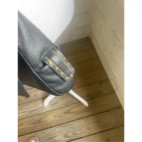 Via Spiga Sabrina Large Black Leather Purse Satchel Messenger Bag